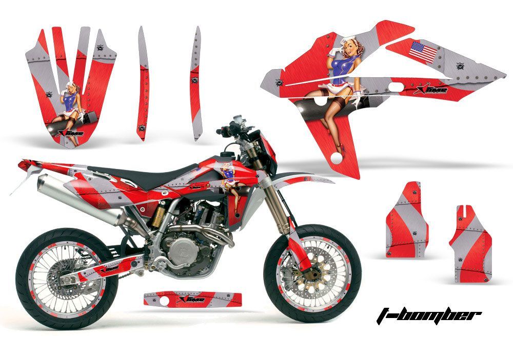 Husqvarna SM / SMR 450 / 530 Dirt Bike Graphic Kit - 2005-2010 T Bomber Red