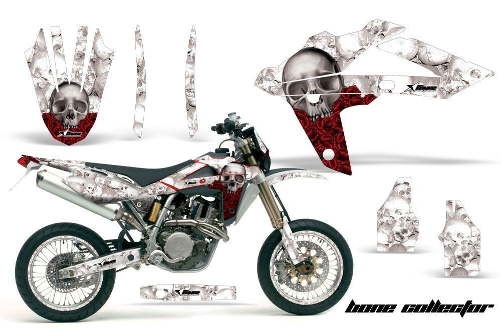 Husqvarna SM / SMR 450 / 530 Dirt Bike Graphic Kit - 2005-2010 Bone Collector White