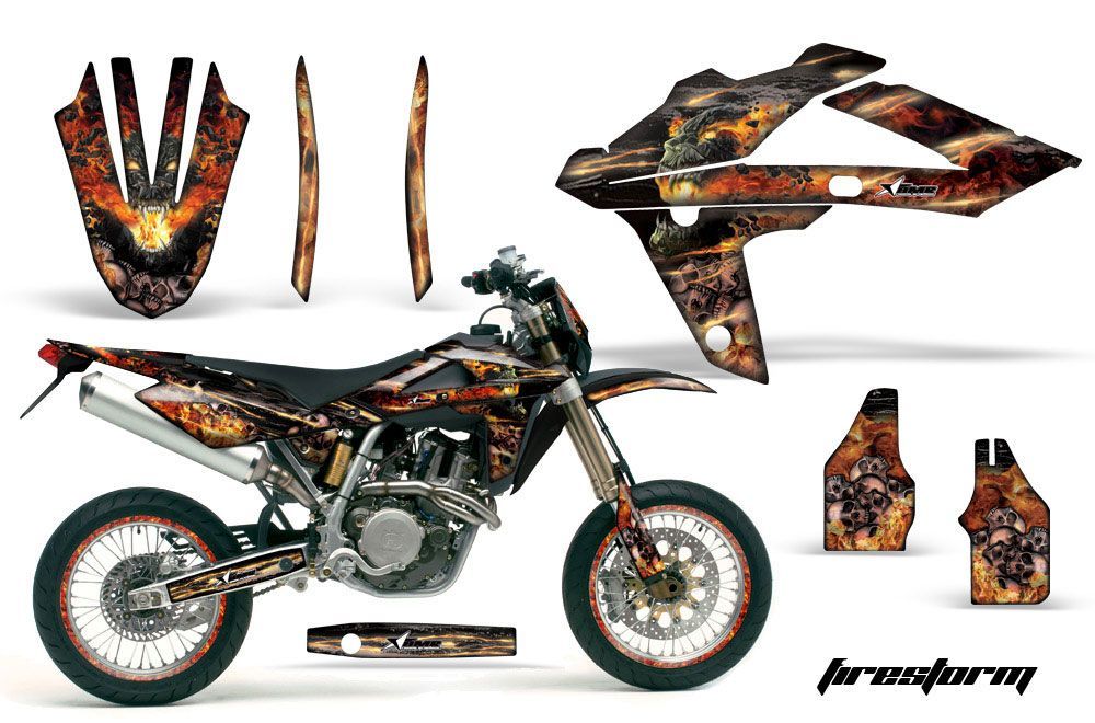 Husqvarna SM / SMR 450 / 530 Dirt Bike Graphic Kit - 2005-2010 Firestorm Black