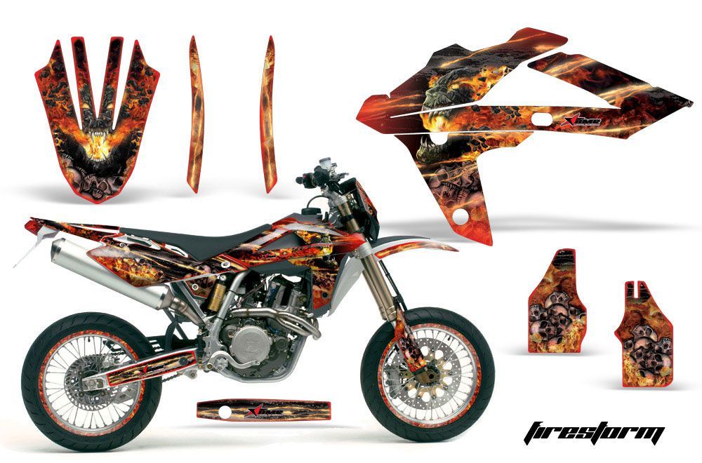 Husqvarna SM / SMR 450 / 530 Dirt Bike Graphic Kit - 2005-2010 Firestorm Red
