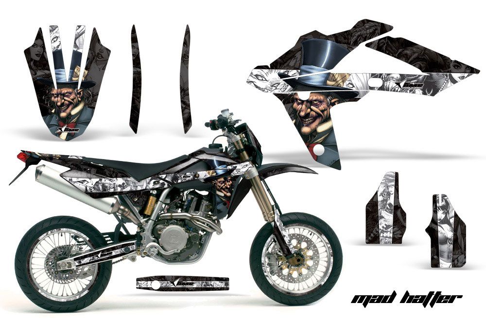 Husqvarna SM / SMR 450 / 530 Dirt Bike Graphic Kit - 2005-2010 Mad Hatter Black