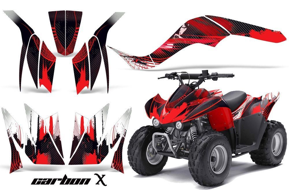 Kawasaki KFX 50 / 90 ATV Graphic Kit - 2007-2021 Carbon X Red