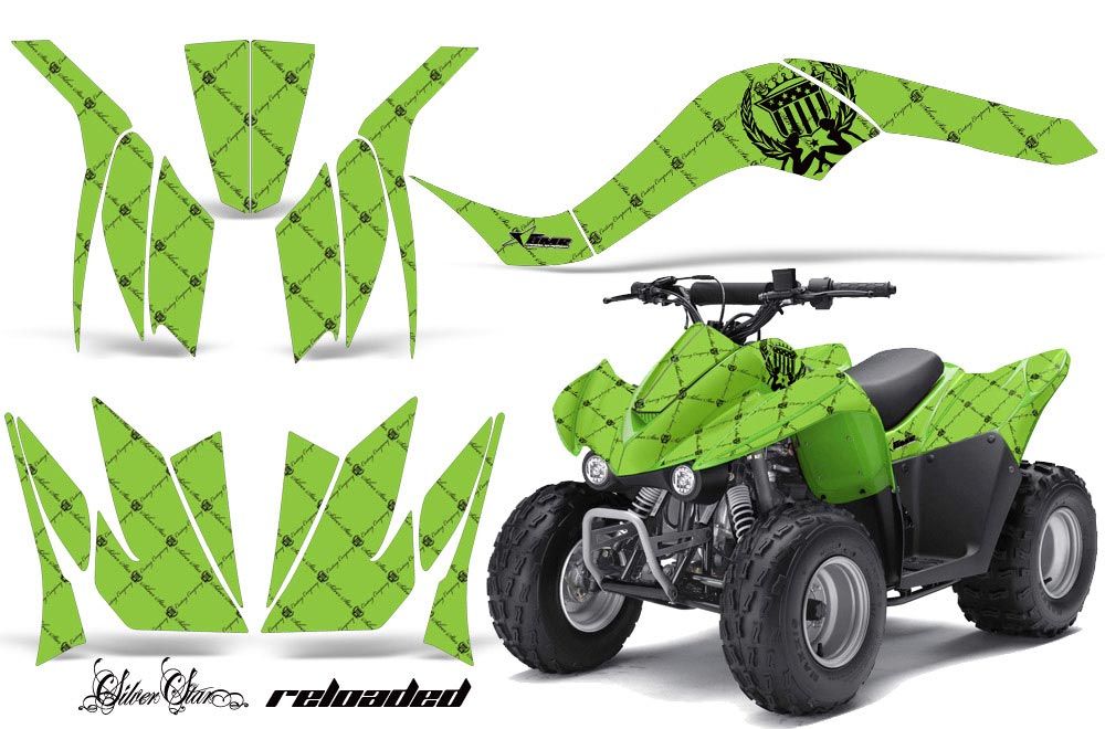 Kawasaki KFX 50 / 90 ATV Graphic Kit - 2007-2021 Silver Star - Reloaded Green
