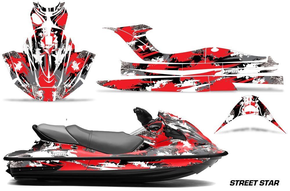Kawasaki STX 15F Jet Ski Graphic Kit 2003-2018 Street Star Red
