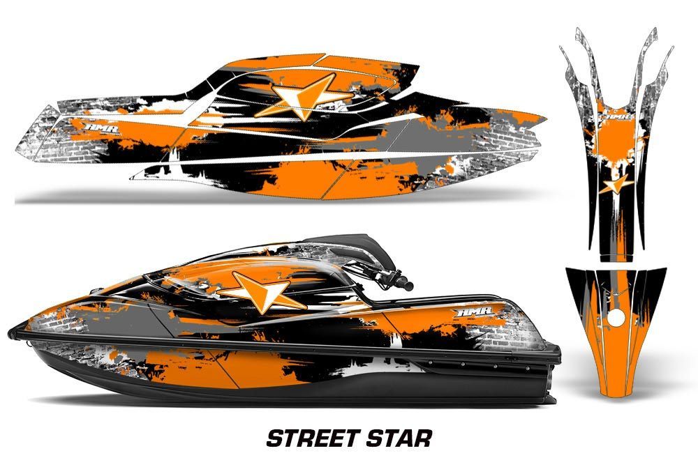 Kawasaki SX-R SXR JS1500 Jet Ski Graphic Kawi Kit 2017-2020 Street Star Orange