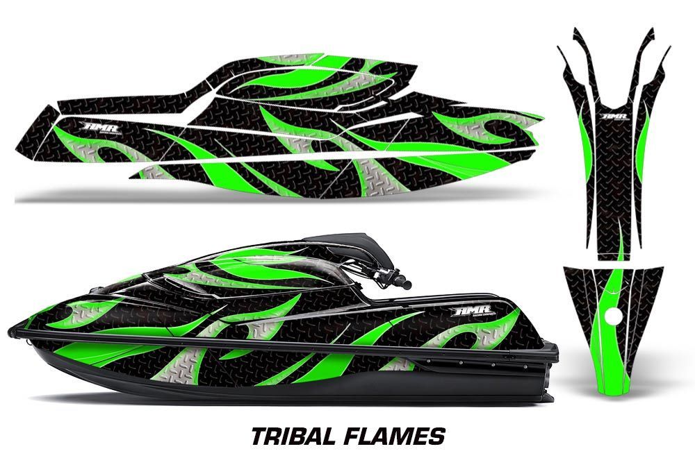 Kawasaki SX-R SXR JS1500 Jet Ski Graphic Kawi Kit 2017-2020 Tribal Flames Green