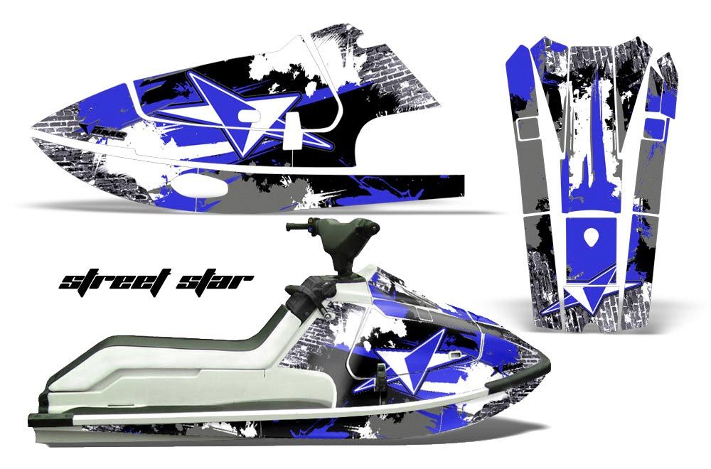 Kawasaki X2 650 Jet Ski Graphic Kit - 1986-1995 Street Star Blue