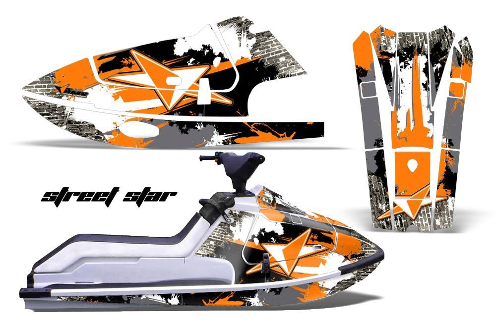 Kawasaki X2 650 Jet Ski Graphic Kit - 1986-1995 Street Star Orange