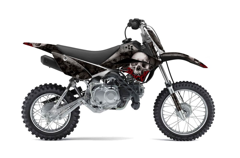 Kawasaki KLX110 Dirt Bike Graphic Kit - 2010-2016 Bone Collector Black