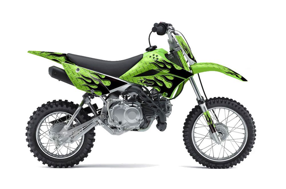 Kawasaki KLX110L Dirt Bike Graphic Kit - 2010-2018 Diamond Flames Black