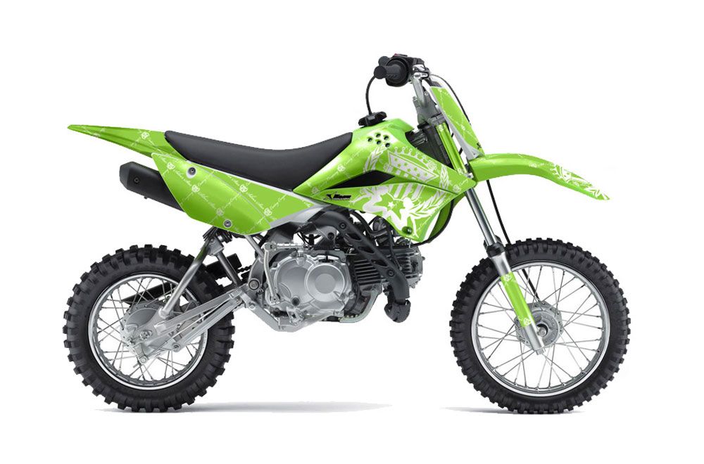 Kawasaki KLX110L Dirt Bike Graphic Kit - 2010-2018 Silver Star - Reloaded Green