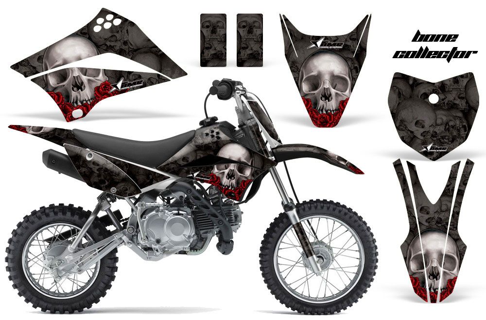 Kawasaki KLX110 Dirt Bike Graphic Kit - 2010-2016 Bone Collector Black