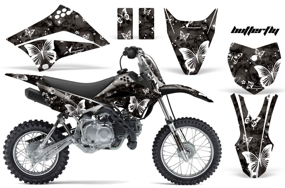 Kawasaki KLX110L Dirt Bike Graphic Kit - 2010-2018 Butterfly Black