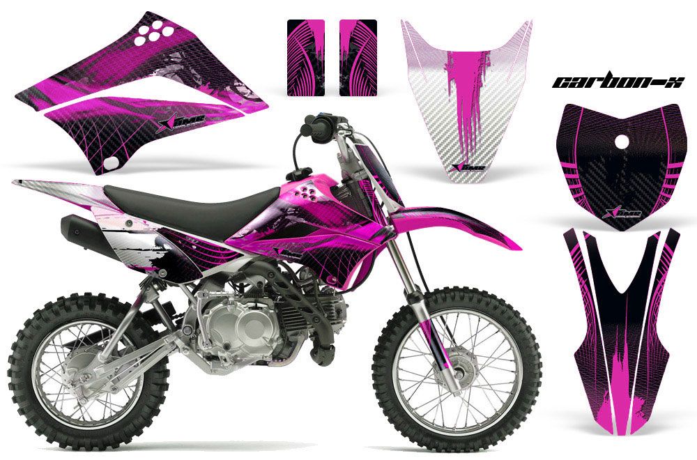 Kawasaki KLX110L Dirt Bike Graphic Kit - 2010-2018 Carbon X Pink