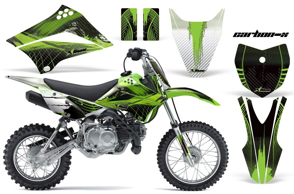 Kawasaki KLX110L Dirt Bike Graphic Kit - 2010-2018 Carbon X Green