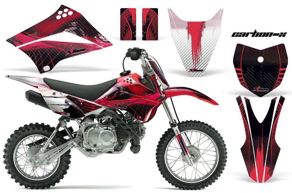 Kawasaki KLX110 Dirt Bike Graphic Kit - 2010-2016 Carbon X Red