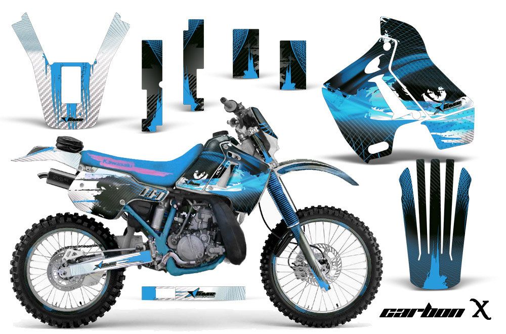 Kawasaki KDX200 Dirt Bike Graphic Kit - 1989-1994 Carbon X Blue