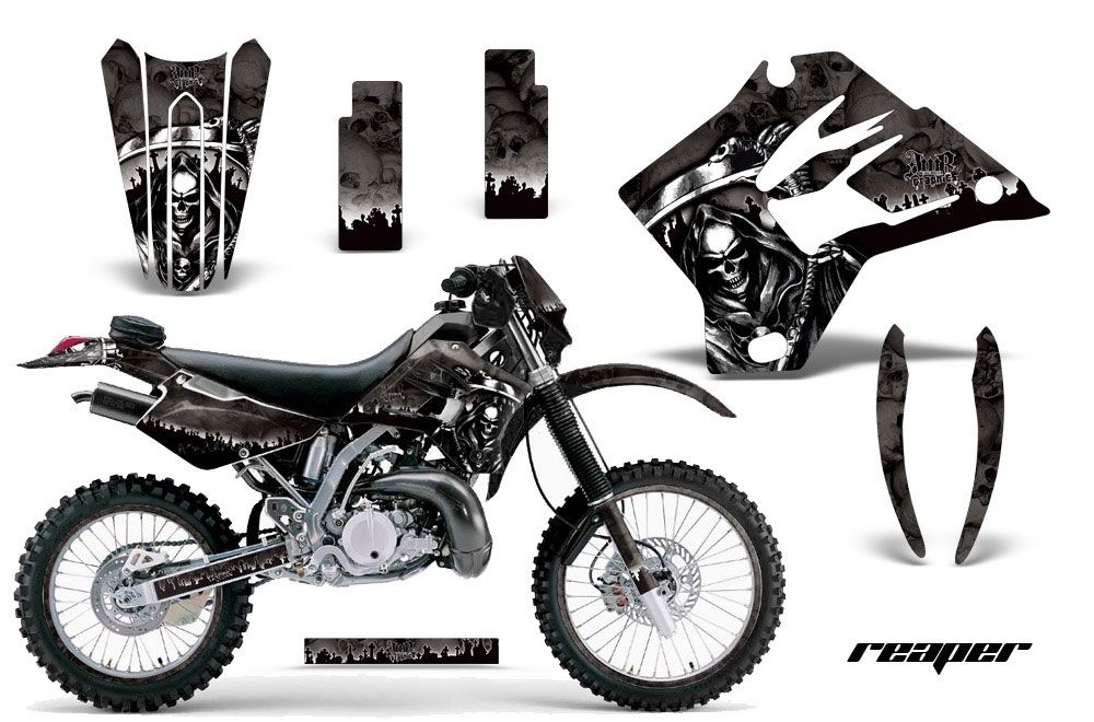 Kawasaki KDX200 Dirt Bike Graphic Kit - 1995-2006 Reaper Black