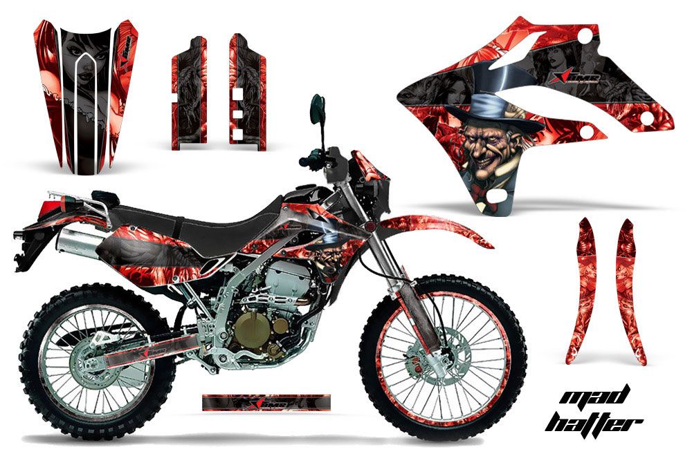 Kawasaki KLX250 Dirt Bike Graphic Kit - 2004-2007 Mad Hatter Red