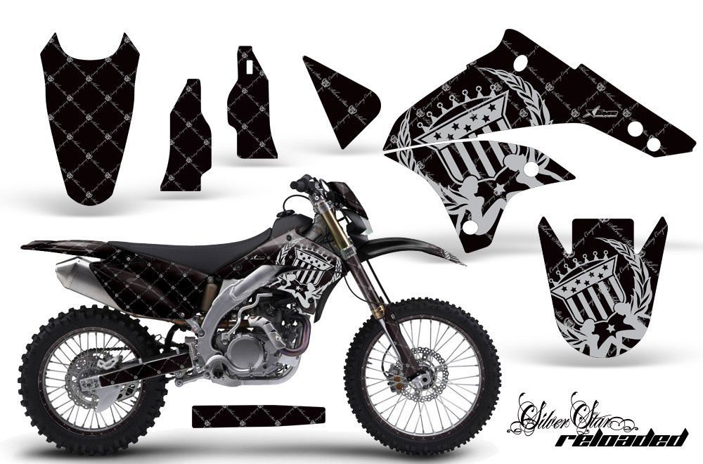 Kawasaki KLX450 Enduro Dirt Bike Graphic Kit - 2008-2016 Silver Star - Reloaded Black