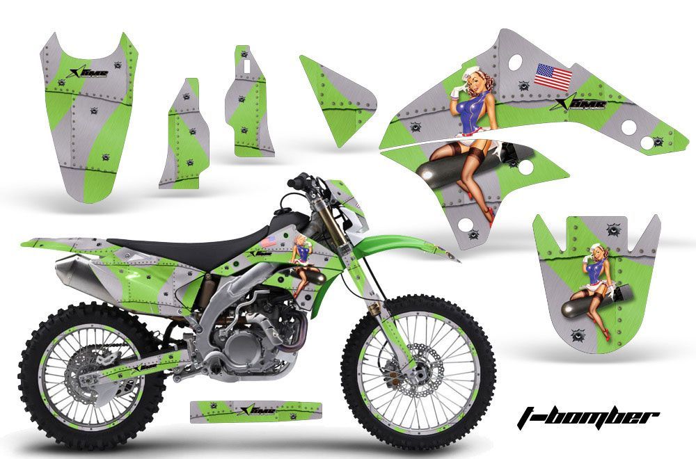Kawasaki KLX450 Enduro Dirt Bike Graphic Kit - 2008-2016 T Bomber Green