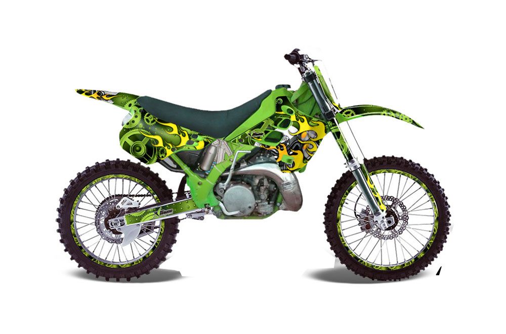 Kawasaki KX250 Dirt Bike Graphic Kit - 1990-1991 Motorhead Green