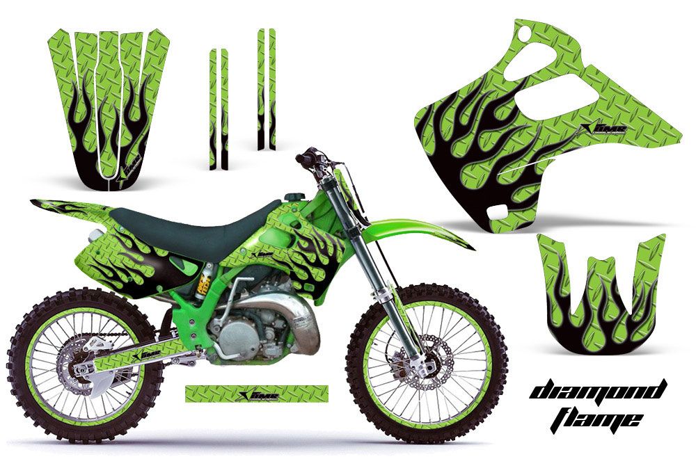 Kawasaki KX250 Dirt Bike Graphic Kit - 1992-1993 Diamond Flame Green