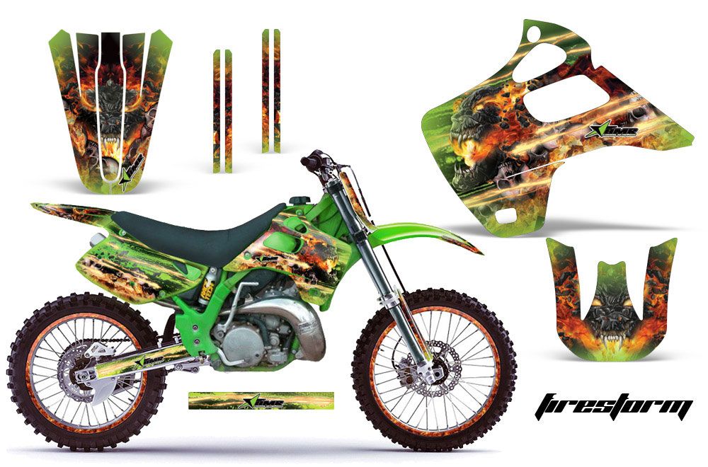 Kawasaki KX125 Dirt Bike Graphic Kit - 1992-1993 Firestorm Green