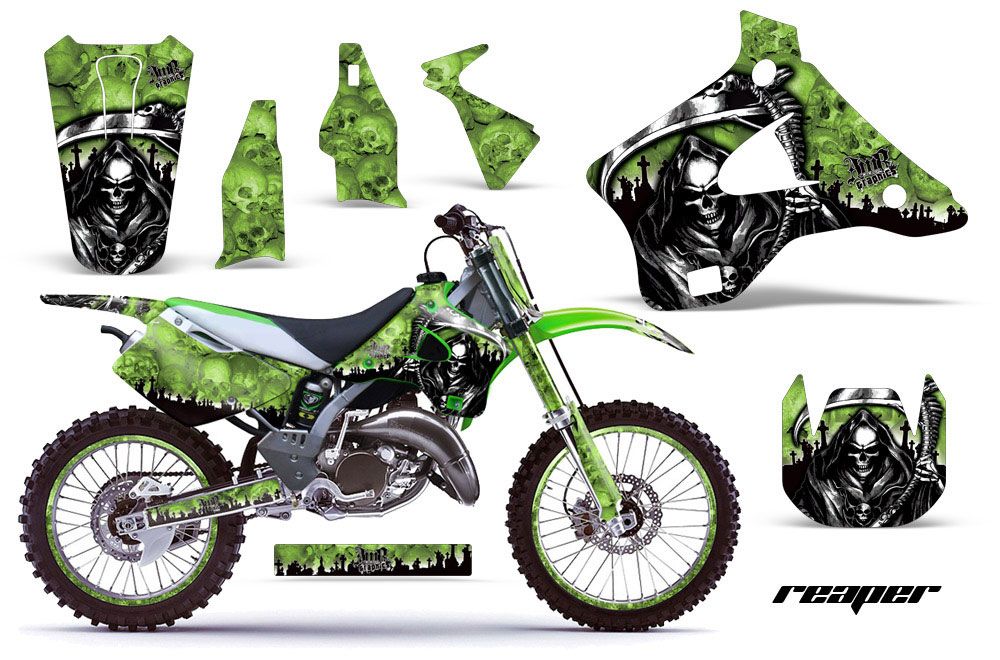 Kawasaki KX250 Dirt Bike Graphic Kit - 1994-1998 Reaper Green