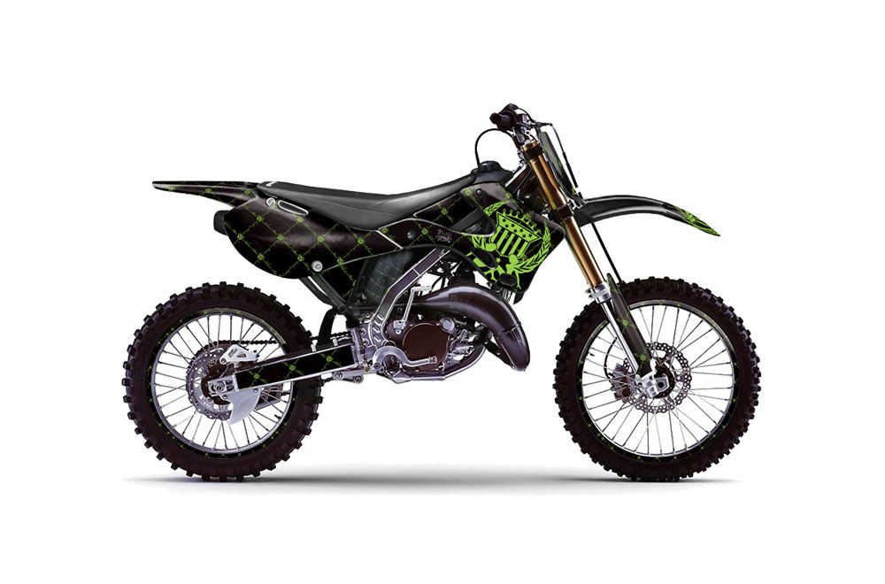 Kawasaki KX250 Dirt Bike Graphic Kit - 1999-2002 Silver Star - Reloaded Green
