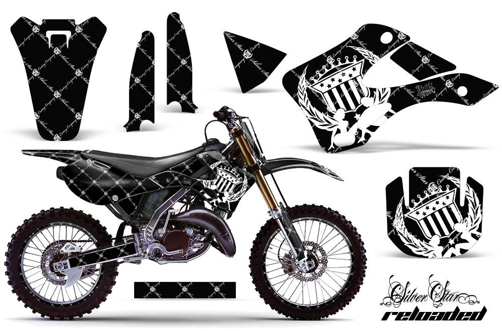 Kawasaki KX250 Dirt Bike Graphic Kit - 1999-2002 Silver Star - Reloaded White