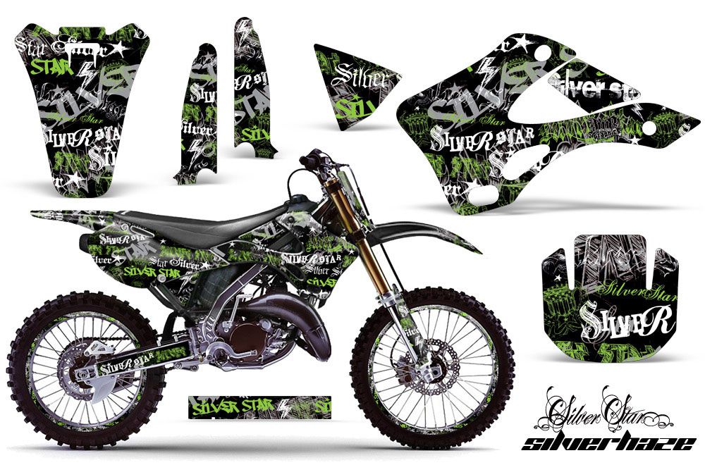 Kawasaki KX250 Dirt Bike Graphic Kit - 1999-2002 Silver Star - Silverhaze Green