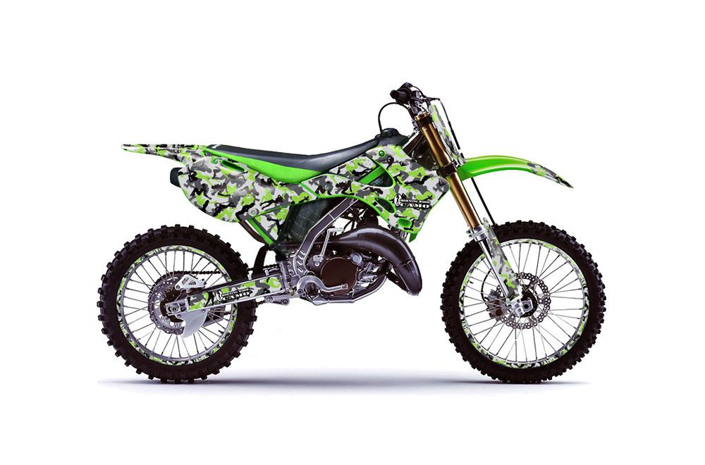 Kawasaki KX250 Dirt Bike Graphic Kit - 1999-2002 Urban Camo Green