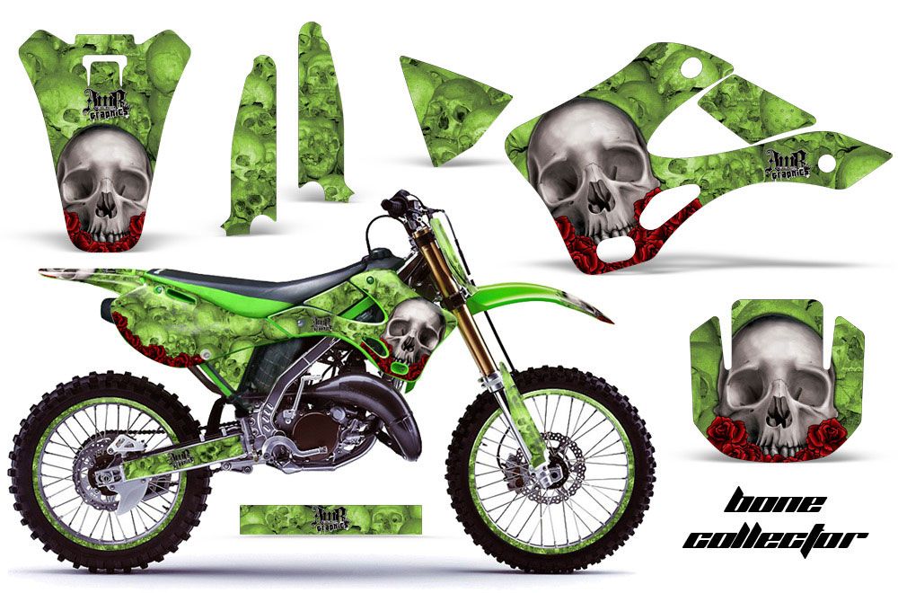 Kawasaki KX250 Dirt Bike Graphic Kit - 1999-2002 Reaper Green