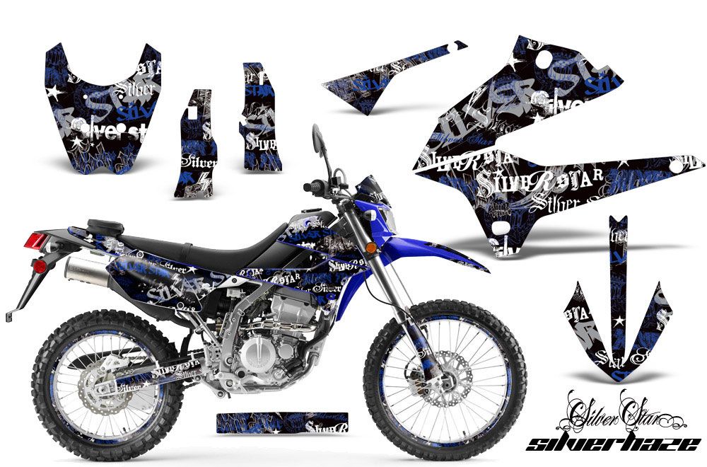 Kawasaki KLX250 Enduro Dirt Bike Graphic Kit - 2008-2018 Silver Star - Silverhaze Blue