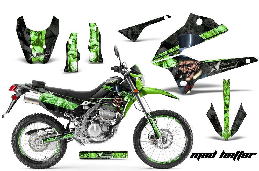 Kawasaki KLX250 Enduro Dirt Bike Graphic Kit - 2008-2018 Mad Hatter Black