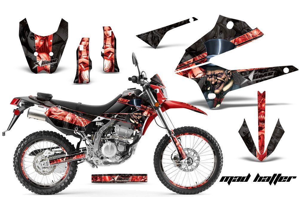 Kawasaki KLX250 Enduro Dirt Bike Graphic Kit - 2008-2018 Mad Hatter Red