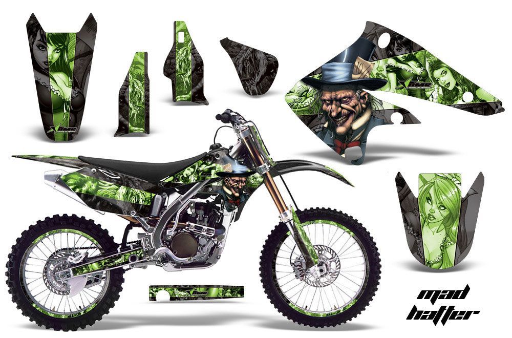 Kawasaki KX250F Dirt Bike Graphic Kit - 2004-2005 Mad Hatter Black