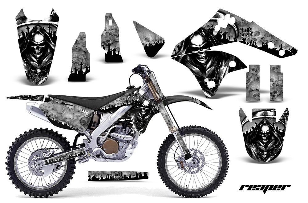 Kawasaki KX250F Dirt Bike Graphic Kit - 2006-2008 Reaper Silver