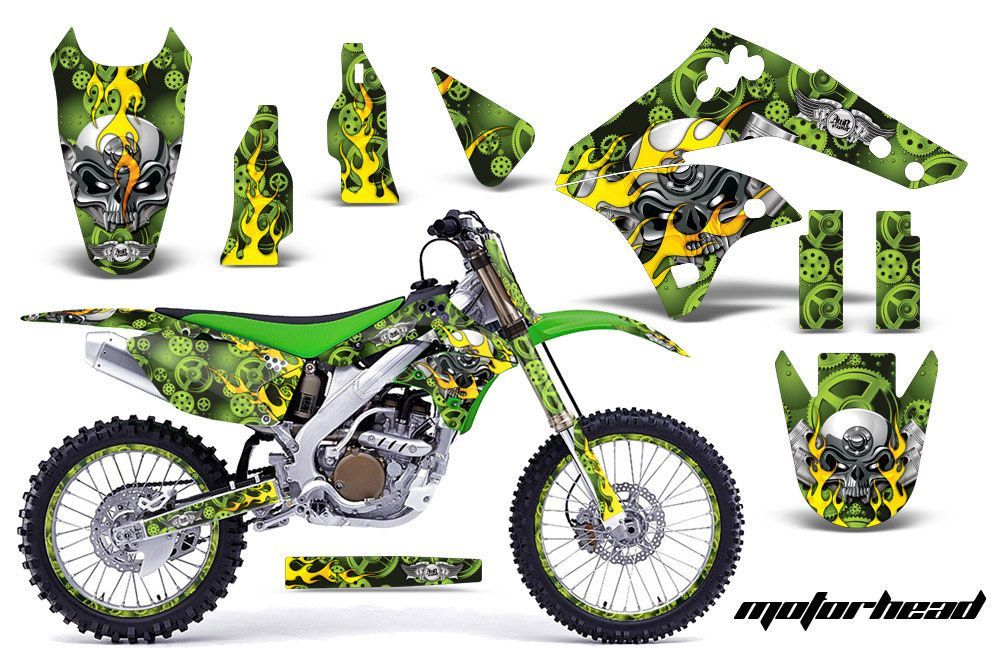 Kawasaki KX250F Dirt Bike Graphic Kit - 2006-2008 Motorhead Green