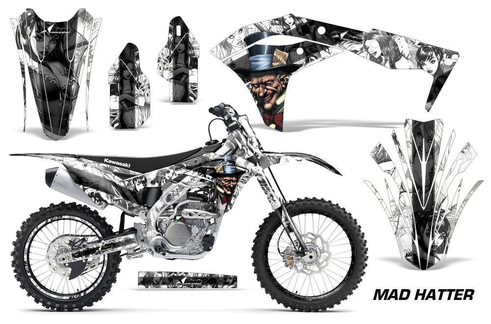 Kawasaki KX250F Dirt Bike Graphic Kit - 2017-2018 Mad Hatter White