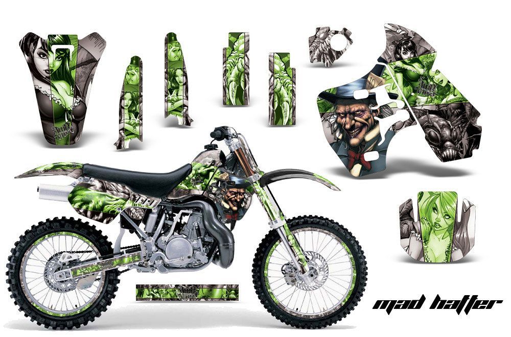 Kawasaki KX500 Dirt Bike Graphic Kit - 1988-2004 Mad Hatter Silver