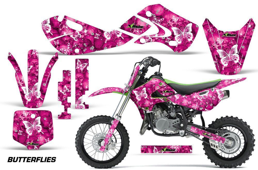 Kawasaki KLX110 Dirt Bike Graphic Kit - 2002-2009 Butterfly Pink