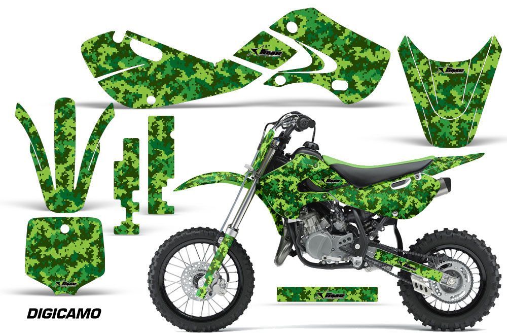 Kawasaki KLX110 Dirt Bike Graphic Kit - 2002-2009 Digicamo Green