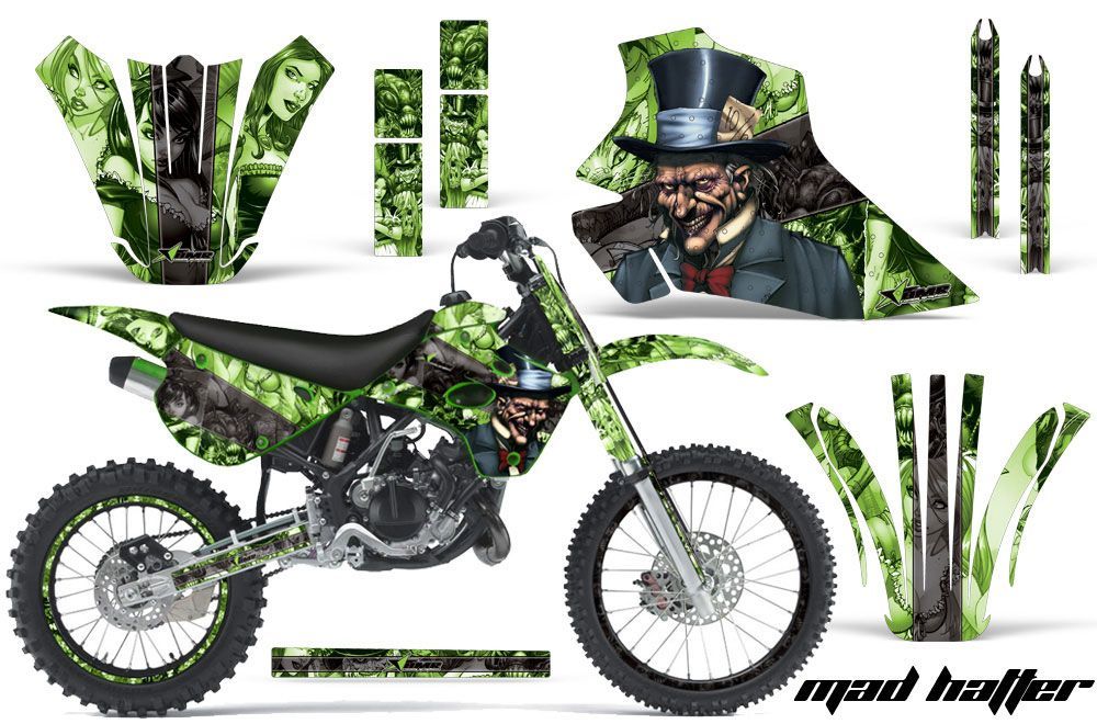 Kawasaki KX80 Dirt Bike Graphic Kit - 1995-1997 Mad Hatter Green