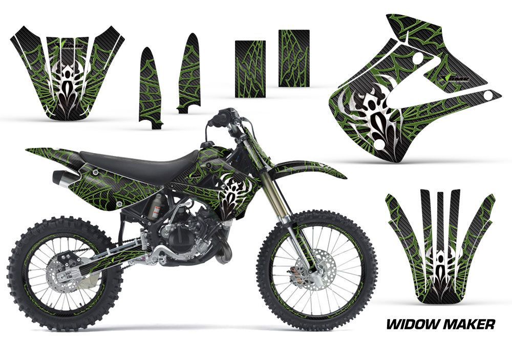 Kawasaki KX85 Dirt Bike Graphic Kit - 2001-2013 Widow Maker Green