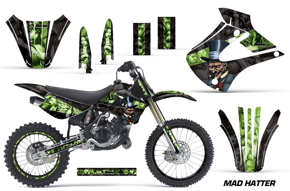 Kawasaki KX100 Dirt Bike Graphic Kit - 2001-2013 Mad Hatter Green
