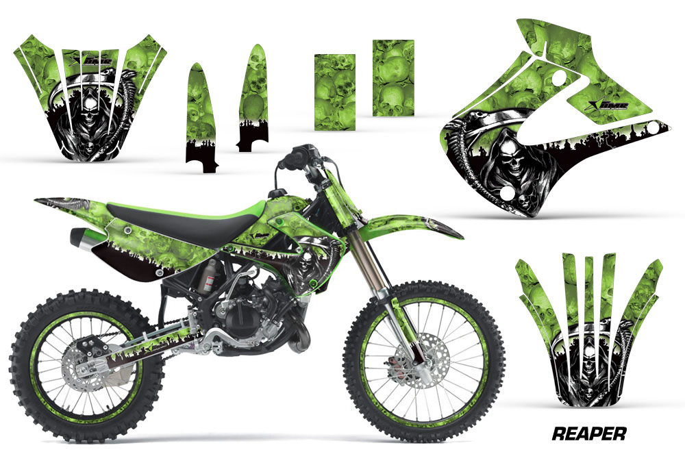 Kawasaki KX100 Dirt Bike Graphic Kit - 2001-2013 Reaper Green