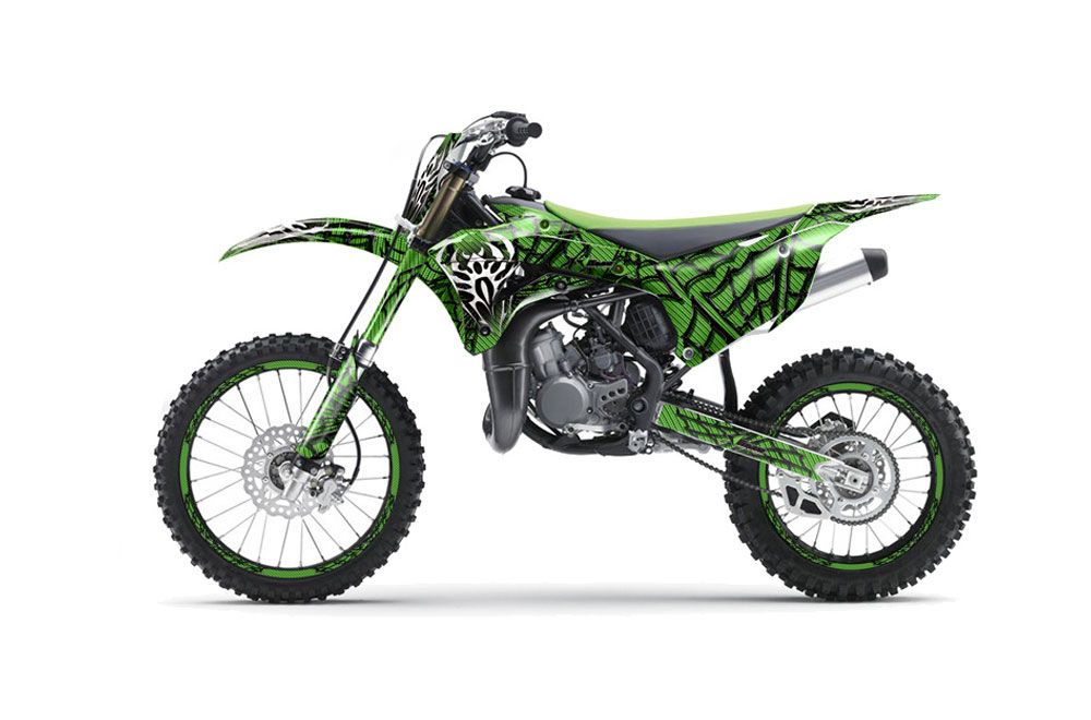 Kawasaki KX100 Dirt Bike Graphic Kit - 2014-2020 Widow Maker Green