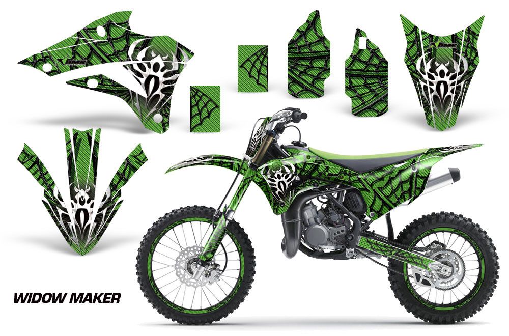 Kawasaki KX100 Dirt Bike Graphic Kit - 2014-2020 Widow Maker Green